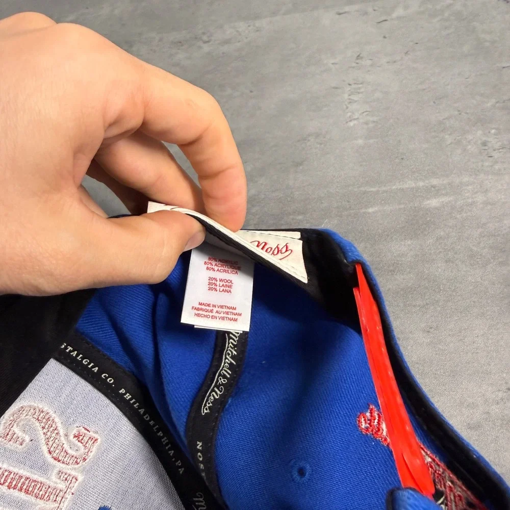 Mitchell & Ness New‎ England Patriots Snapback Hat Blue Red Shadow Laser Wool